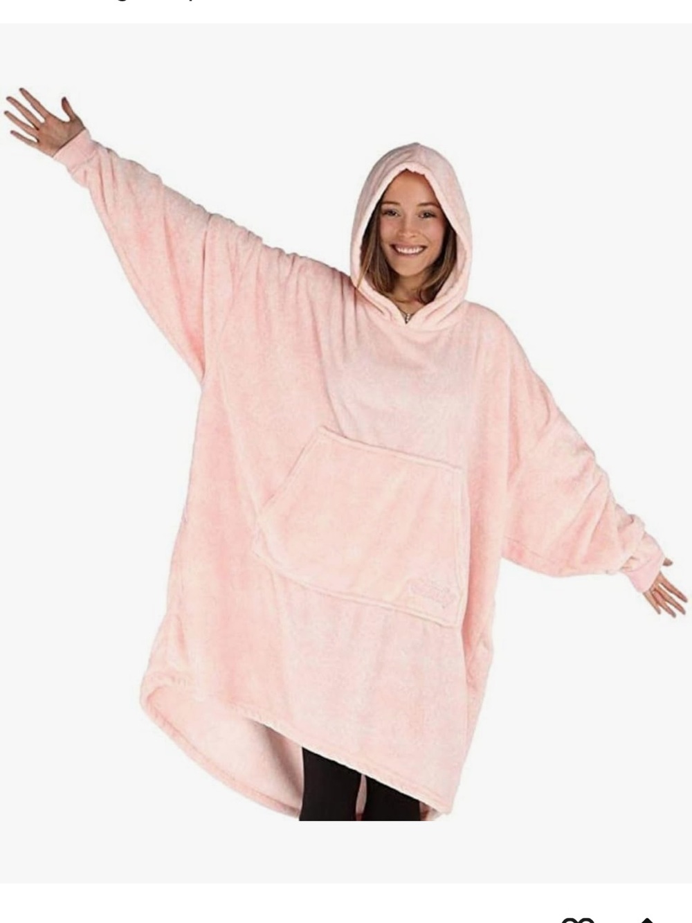 Plush Oversized Hooded Wearable Blanket Robe - Light Pink